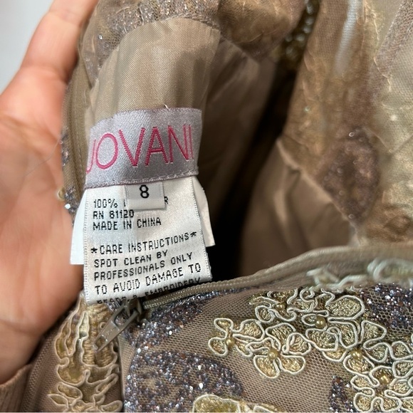JOVANI PROM 6534 Strapless beaded glitter champagne & toffee gown size 8 - Picture 15 of 16